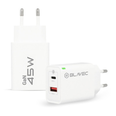 Blavec BC-5 GaN Wall Charger - USB + Type C - PD QC 45W 3A white