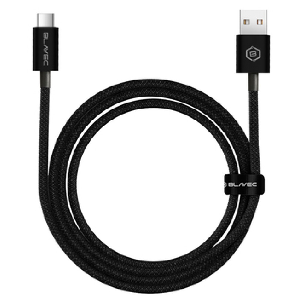 Blavec Candy Braided Cable - USB to Type C - PD 60W 3A 1 Meter Apple CarPlay/Android Auto black