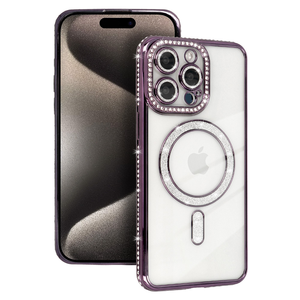 Bling Magsafe Case for Iphone 16 Pro Max purple