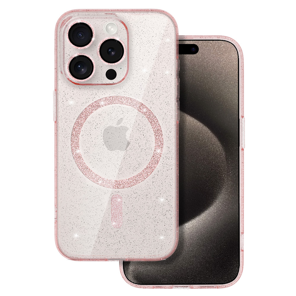 Glitter Magsafe Case for Iphone 12 Pro pink clear
