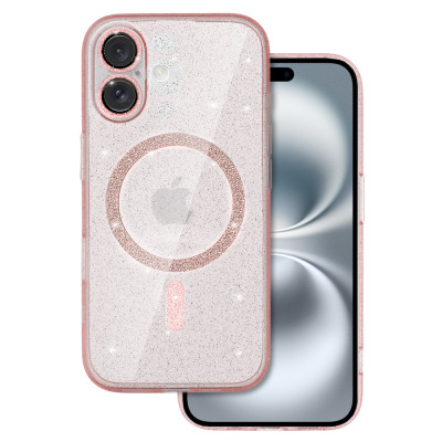 Glitter Magsafe Case for Iphone 16 pink clear