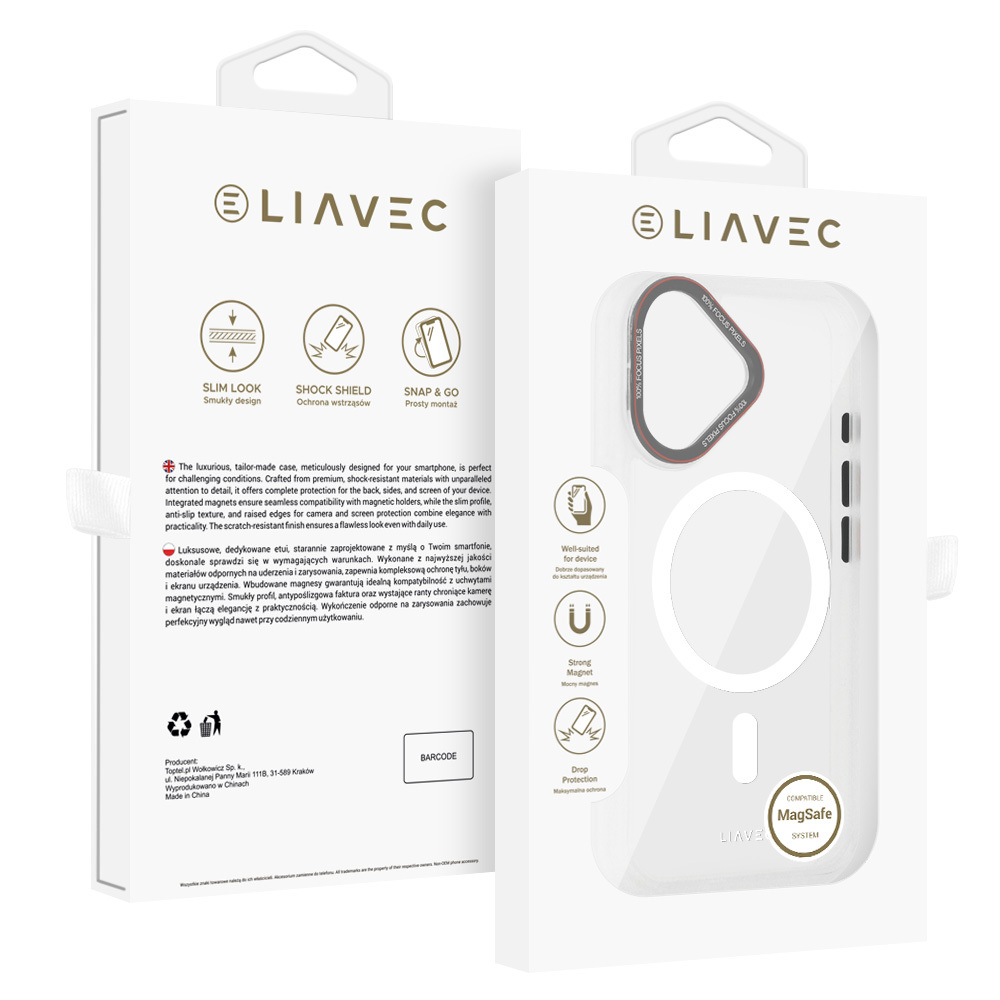 Liavec Hybrid Magsafe Clear Case for Iphone 16
