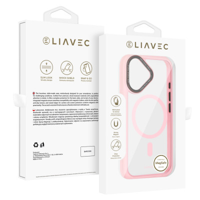 Liavec Hybrid Magsafe Clear Case for Iphone 16 light pink