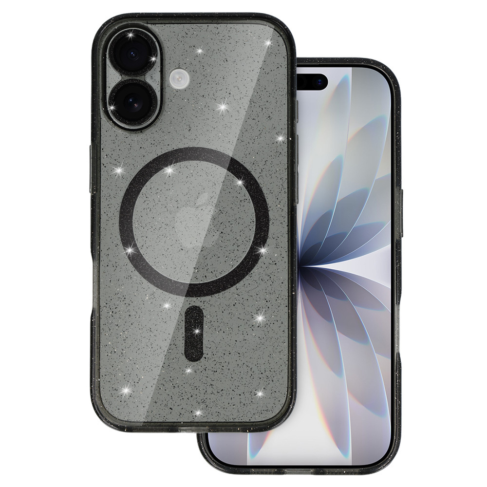 Glitter Magsafe Case for Iphone 17 black clear