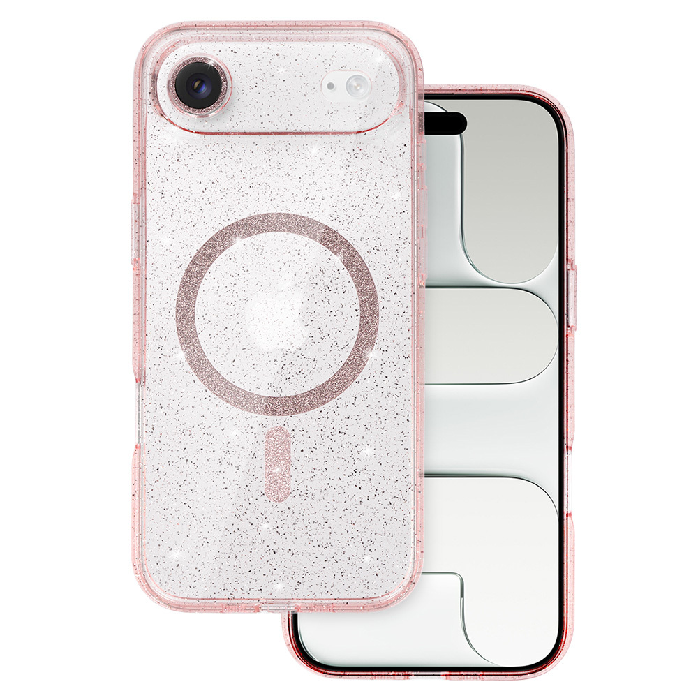 Glitter Magsafe Case for Iphone 17 Air pink clear