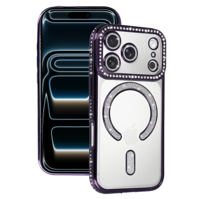 Bling Magsafe Case for Iphone 17 Pro purple