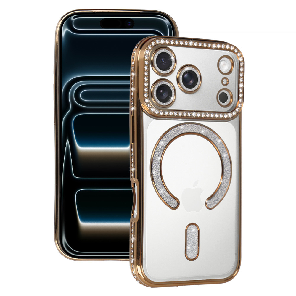 Bling Magsafe Case for Iphone 17 Pro gold
