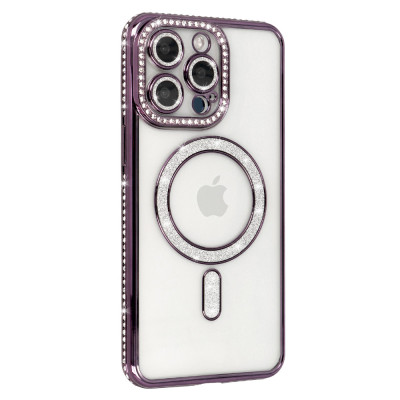 Bling Magsafe Case for Iphone 15 Pro purple