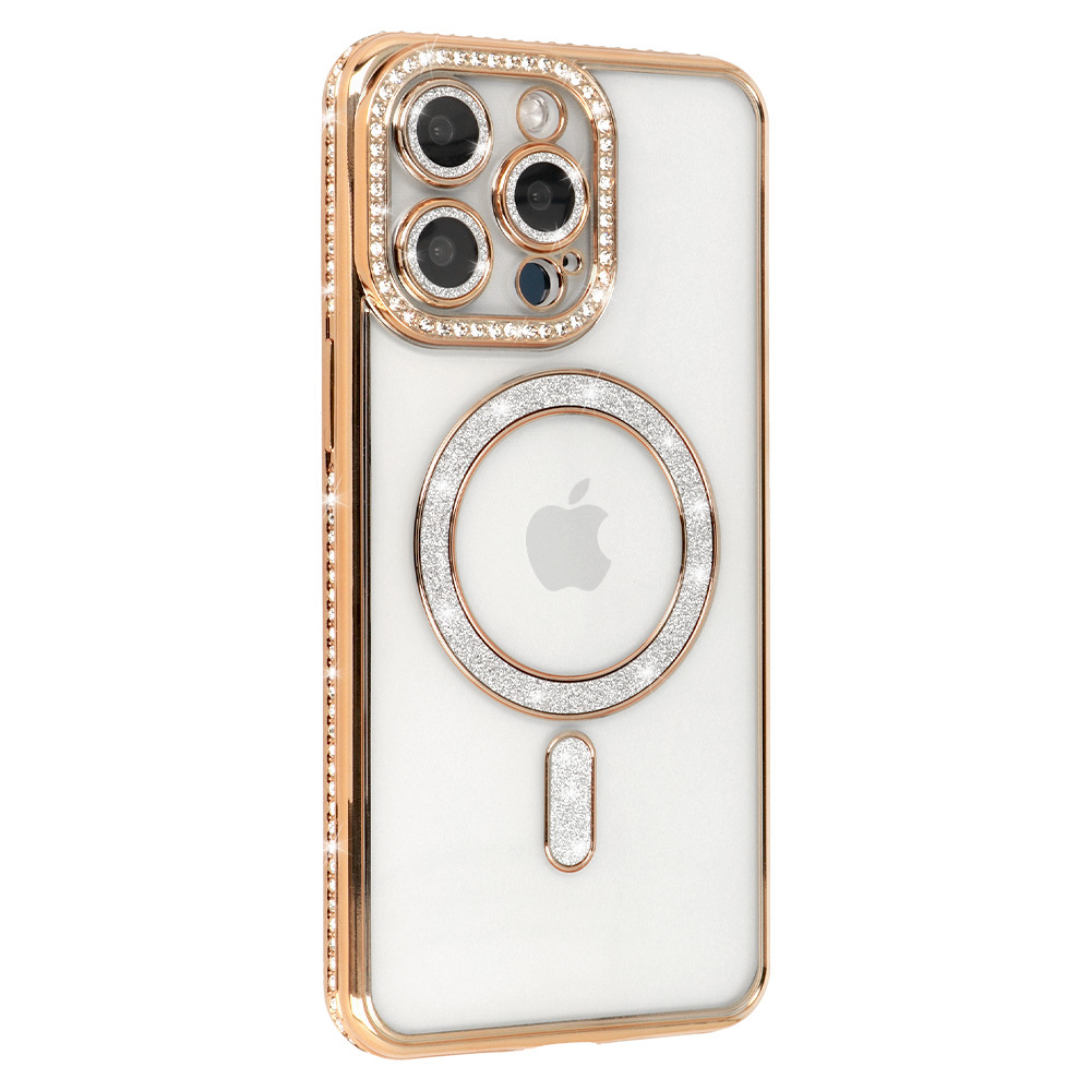 Bling Magsafe Case for Iphone 15 Pro gold