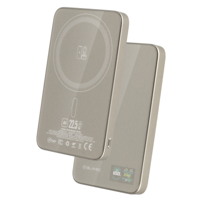 Blavec Power Bank 5000mAh BJ-04 Ultra Slim 7,8mm - Type C - 22,5W magnetic Magsafe 3 in 1 (PBBJ04-MC5GD) gold glass