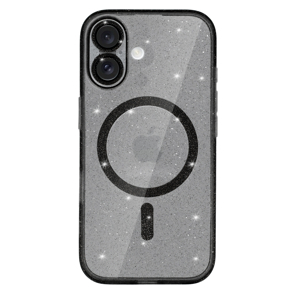 Glitter Magsafe Case for Iphone 16 black clear