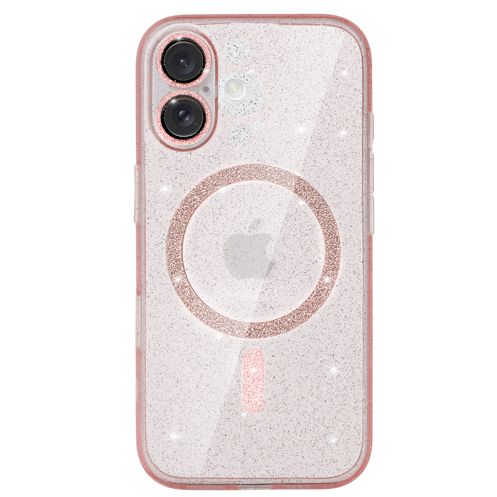 Glitter Magsafe Case for Iphone 16 pink clear