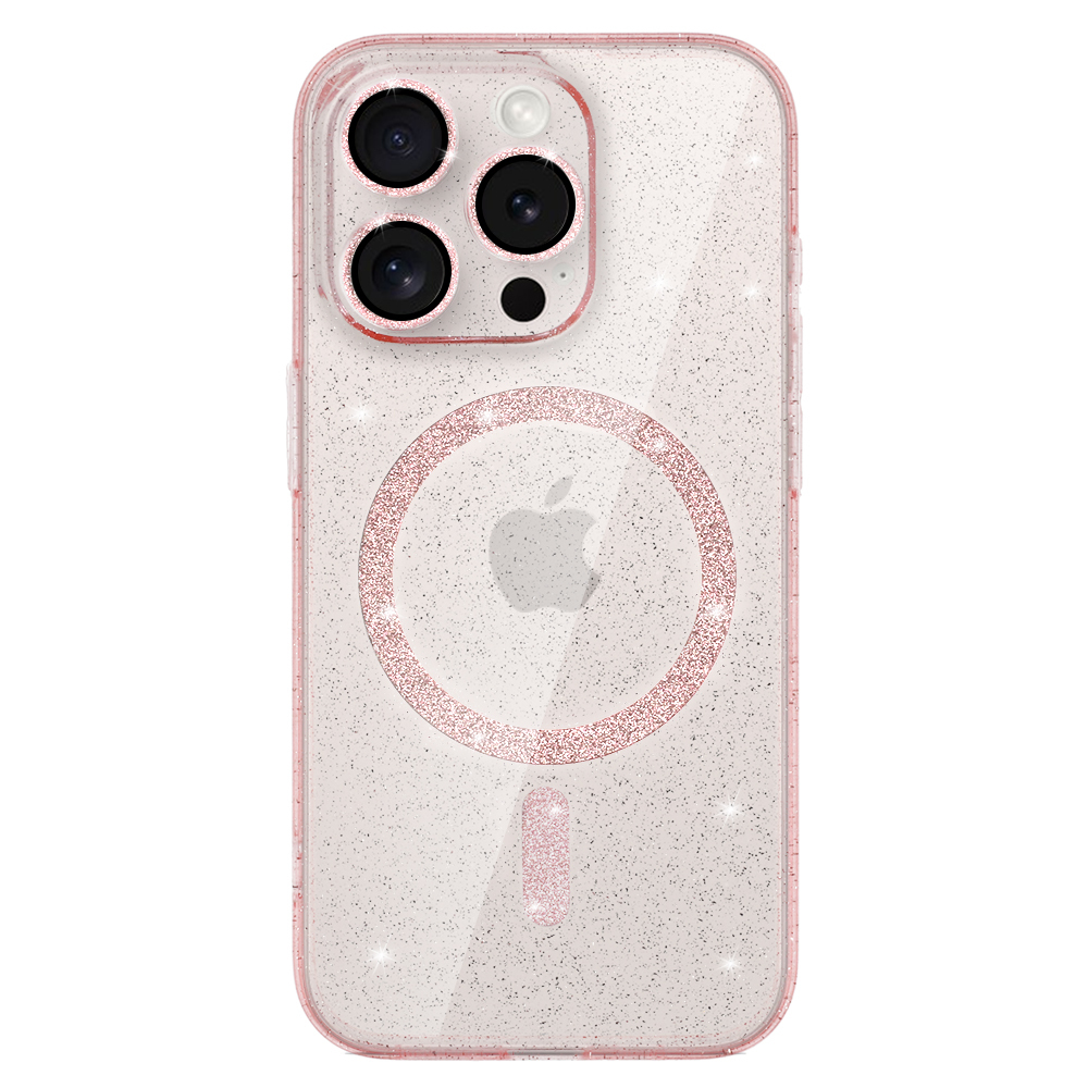 Glitter Magsafe Case for Iphone 16 Pro pink clear