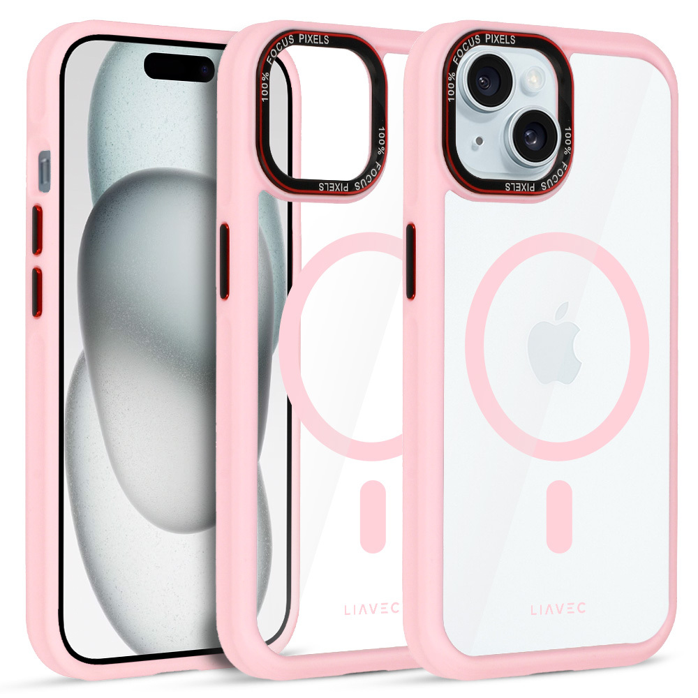Liavec Hybrid Magsafe Clear Case for Iphone 15 light pink