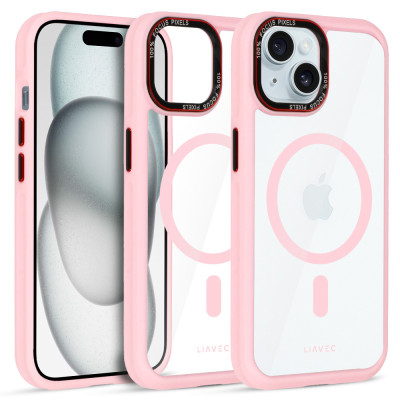 Liavec Hybrid Magsafe Clear Case for Iphone 15 light pink