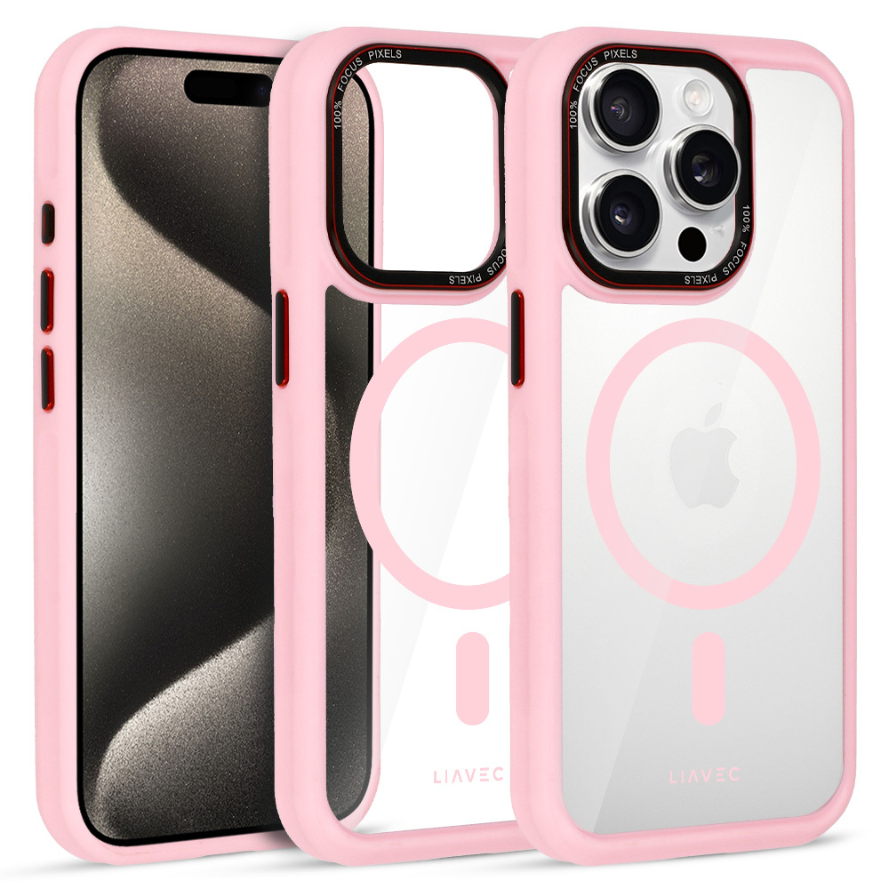 Liavec Hybrid Magsafe Clear Case for Iphone 15 Pro Max light pink