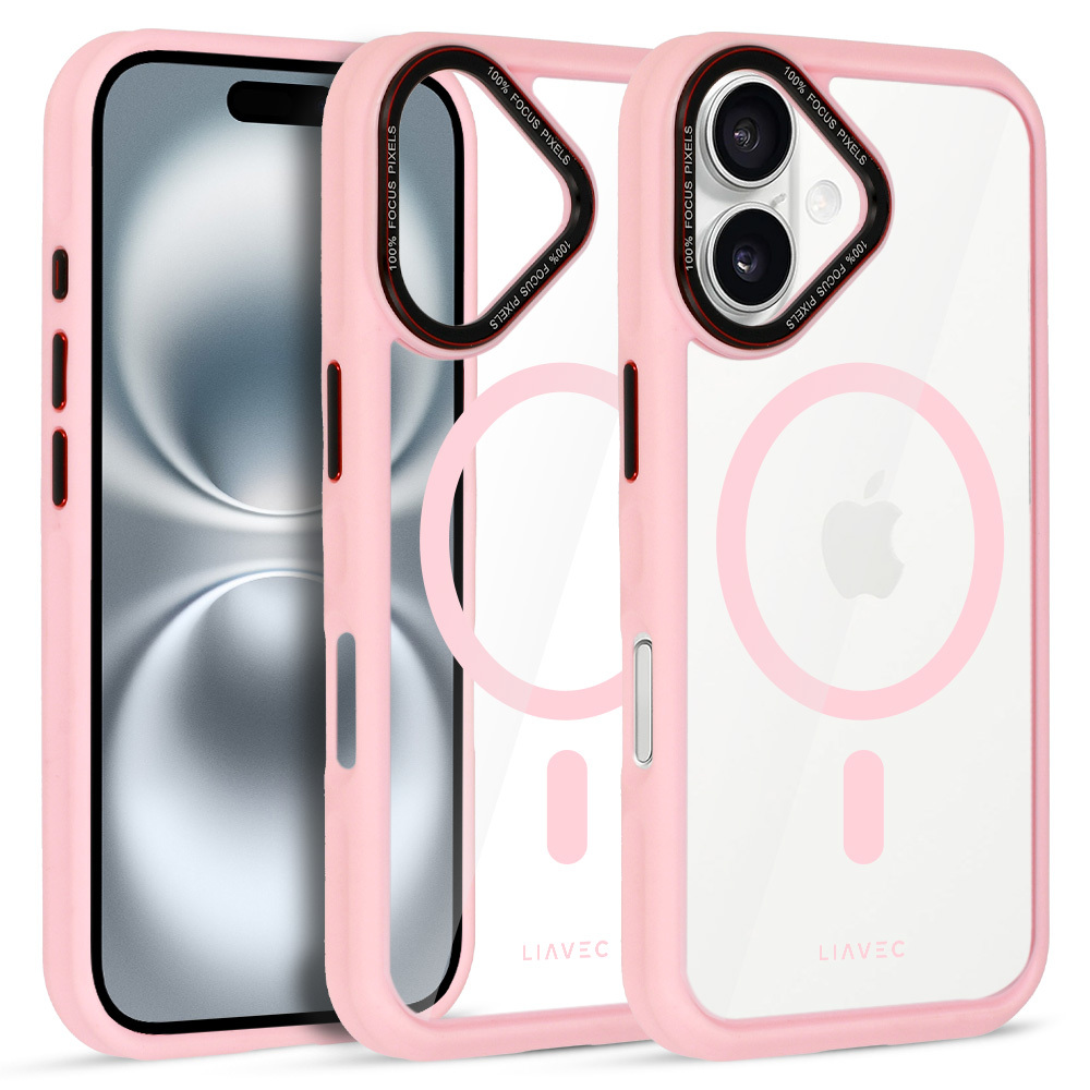 Liavec Hybrid Magsafe Clear Case for Iphone 16 light pink