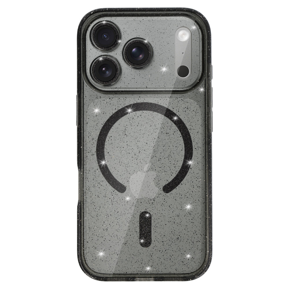 Glitter Magsafe Case for Iphone 17 Pro black clear