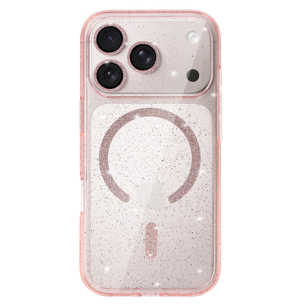 Glitter Magsafe Case for Iphone 17 Pro Max pink clear