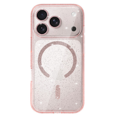 Glitter Magsafe Case for Iphone 17 Pro Max pink clear