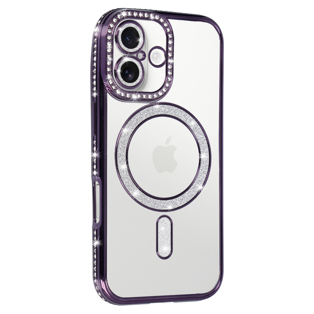 Bling Magsafe Case for Iphone 17 purple