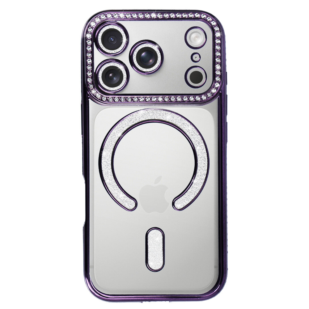Bling Magsafe Case for Iphone 17 Pro purple