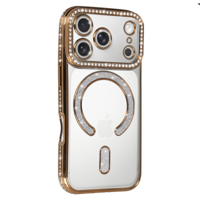 Bling Magsafe Case for Iphone 17 Pro Max gold