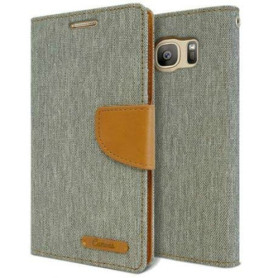 Θήκη Canvas Book Lenovo Vibe X3 - Πορτοφόλι - Γκρι/Καφέ (9433) - OEM