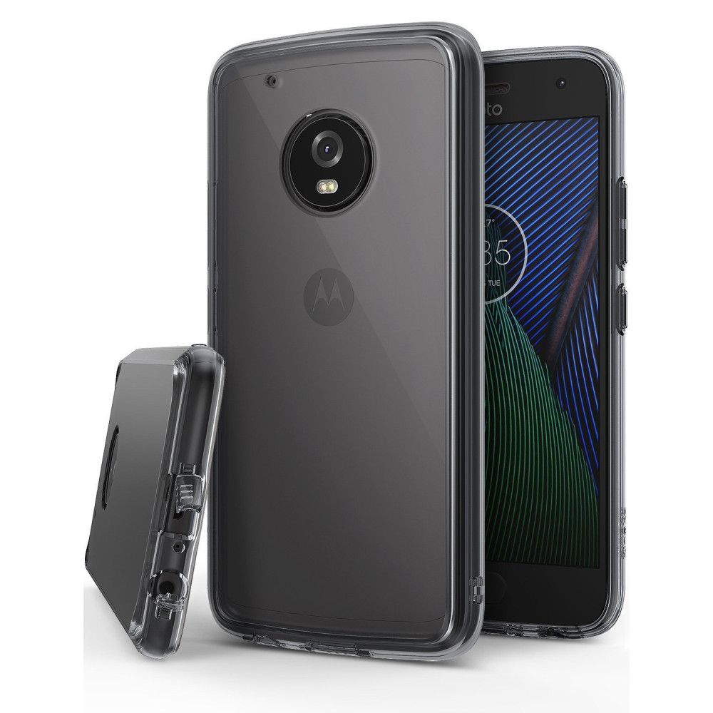 Ringke (Fusion) Διάφανη Θήκη Motorola Moto G5 Plus PC με TPU Bumper + Screen Protector - Smoke Black (10975)