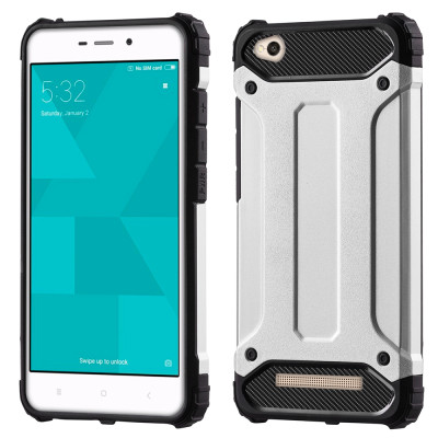 Ανθεκτική Θήκη Hybrid Armor Tough Rugged Xiaomi Redmi 4A-Silver-OEM-(12572)