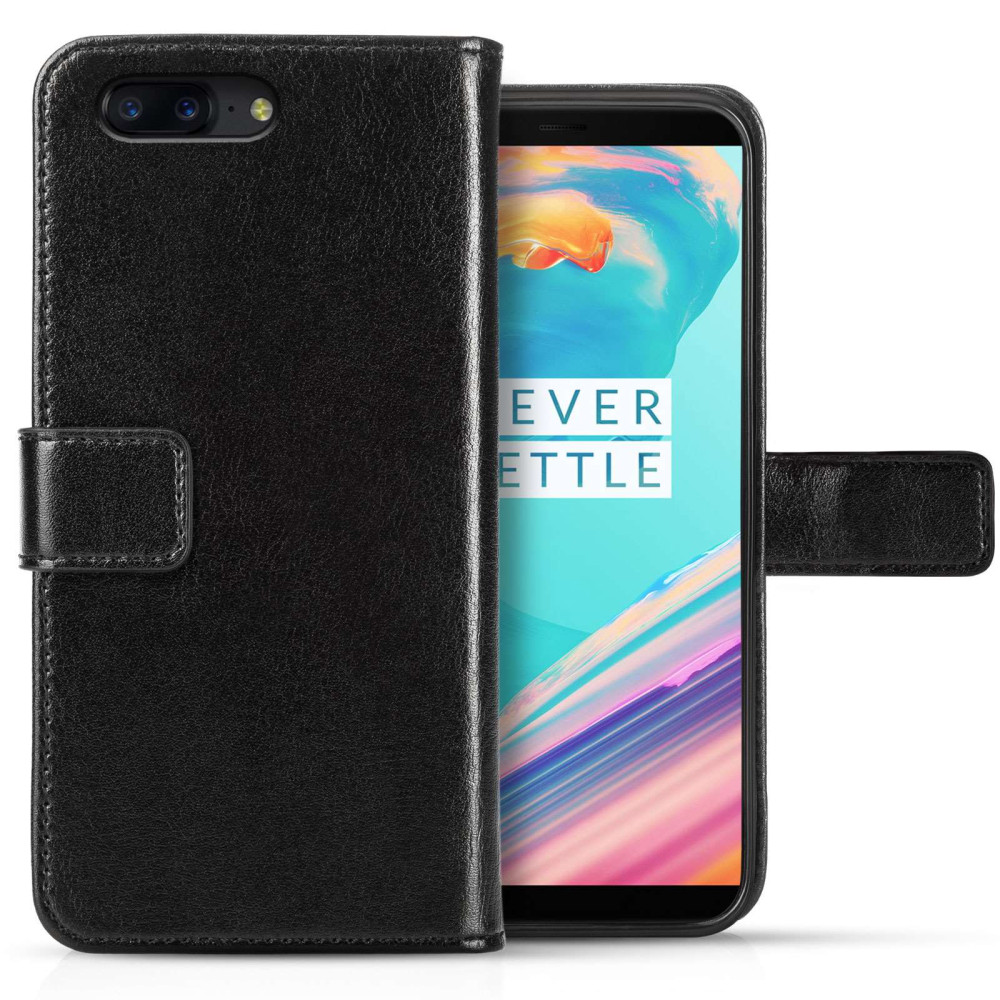 Caseflex Θήκη - Πορτοφόλι OnePlus 5T - Black & Screen Protector (ONE-PLUS-Z447)