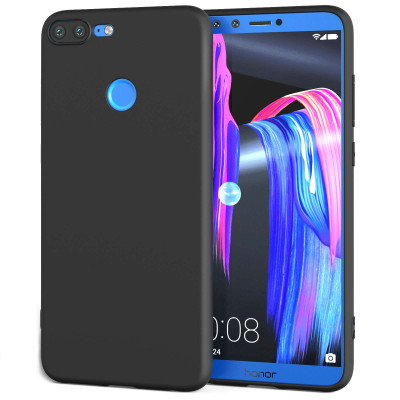 Caseflex Θήκη Σιλικόνης Honor 9 Lite - Solid Black & Screen Protector (HU-AW03-Z756)