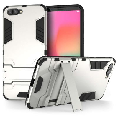 Caseflex Ανθεκτική Dual Layer Θήκη με Stand Honor View 10 - Steel Silver & Screen Protector (HU-AW03-Z508)