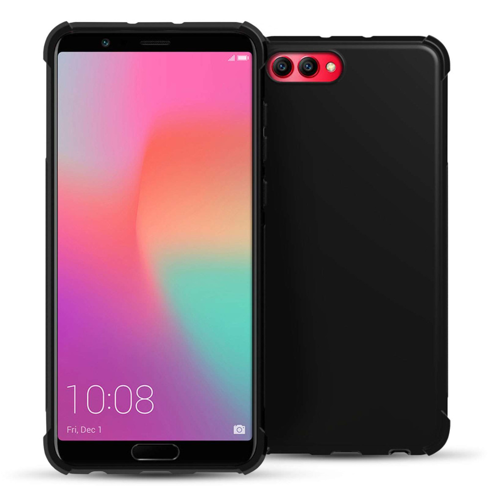 Caseflex Θήκη Σιλικόνης Honor View 10 - Black & Screen Protector (HU-AW03-Z511)