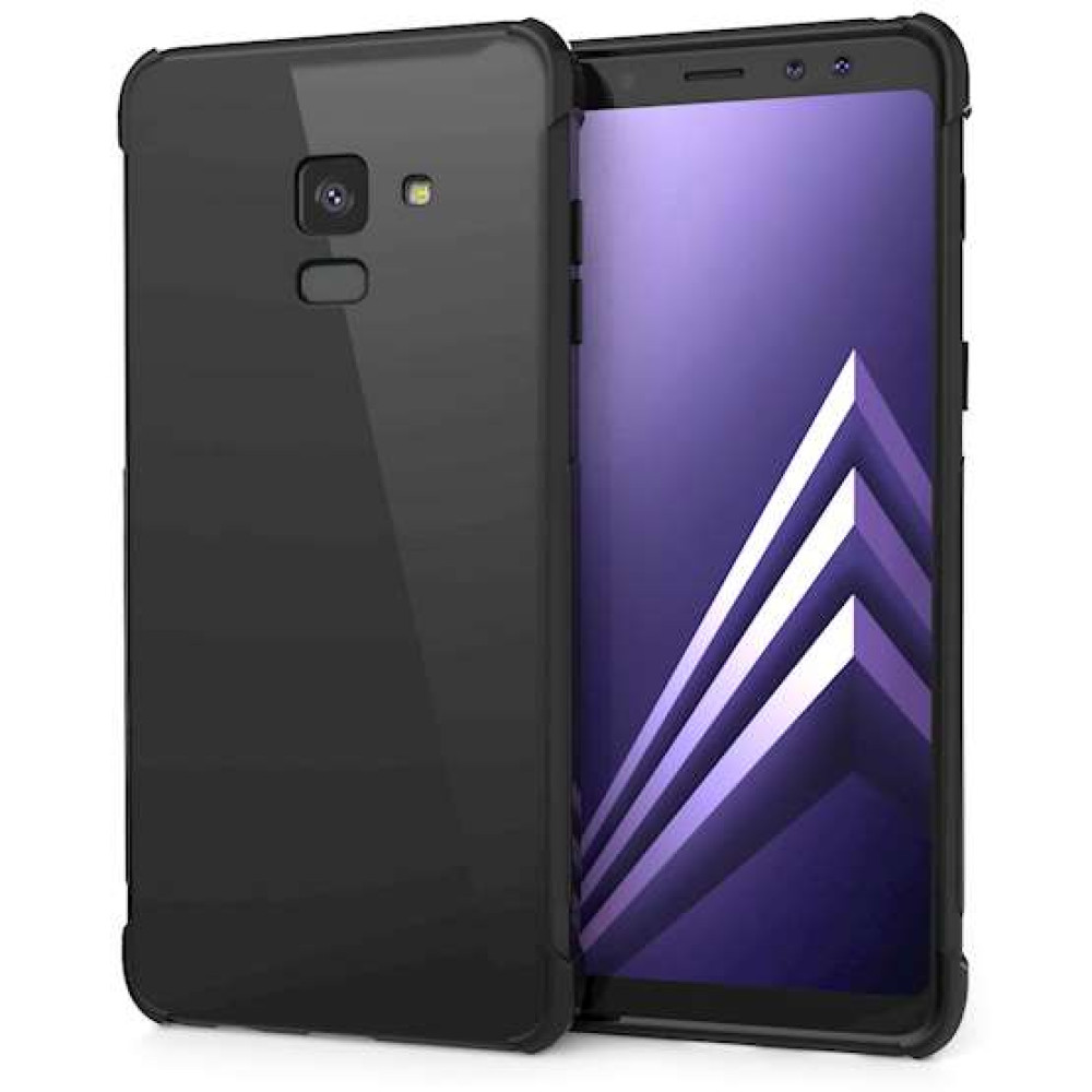 Caseflex Θήκη Σιλικόνης Samsung A8 Plus 2018 -  Black & Screen Protector (SA-EA10-Z467)
