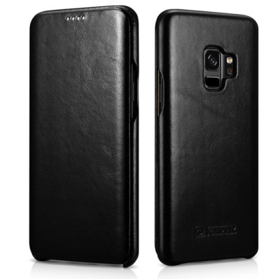 iCarer Vintage Series Side-Open Δερμάτινη Θήκη Samsung Galaxy S9 - Black (12877)