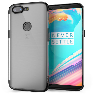 Caseflex Θήκη Σιλικόνη OnePlus 5T - Clear/Black & Screen Protector (ONE-PLUS-Z407)