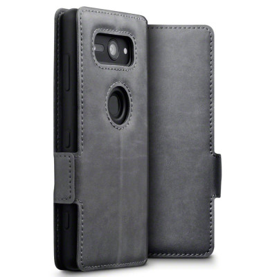 Terrapin Low Profile Δερμάτινη Θήκη - Πορτοφόλι Sony Xperia XZ2 Compact - Grey (117-005-626)