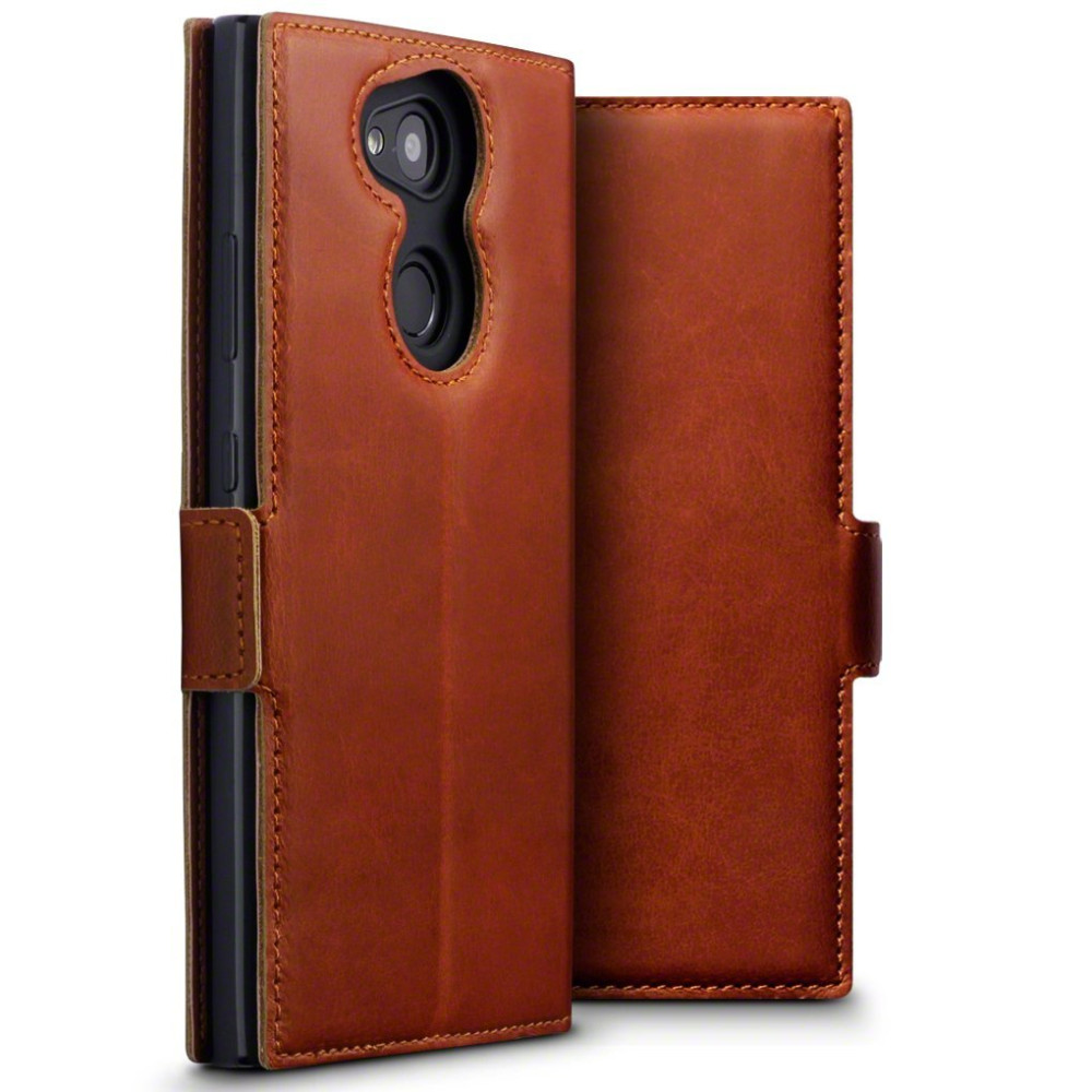 Terrapin Low Profile Δερμάτινη Θήκη - Πορτοφόλι Sony Xperia L2  - Cognac (117-005-600)
