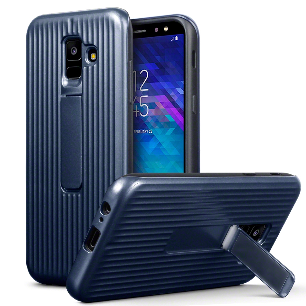 Terrapin Vertical Groove - Ανθεκτική Θήκη με Stand για Samsung Galaxy A6 2018 - Blue (131-002-092)