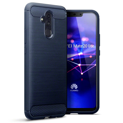 Terrapin Θήκη Σιλικόνης Carbon Fibre Design Huawei Mate 20 Lite - Dark Blue (118-083-185)
