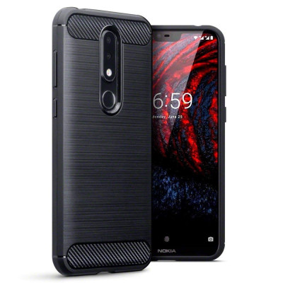 Terrapin Θήκη Σιλικόνης Carbon Fibre Nokia 6.1 Plus - Black (118-001-279)