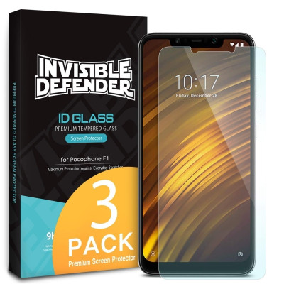 Ringke Invisible Defender ID Glass - Premium Αντιχαρακτικό Γυαλί Οθόνης Xiaomi Pocophone F1 - 3τμχ (14394)