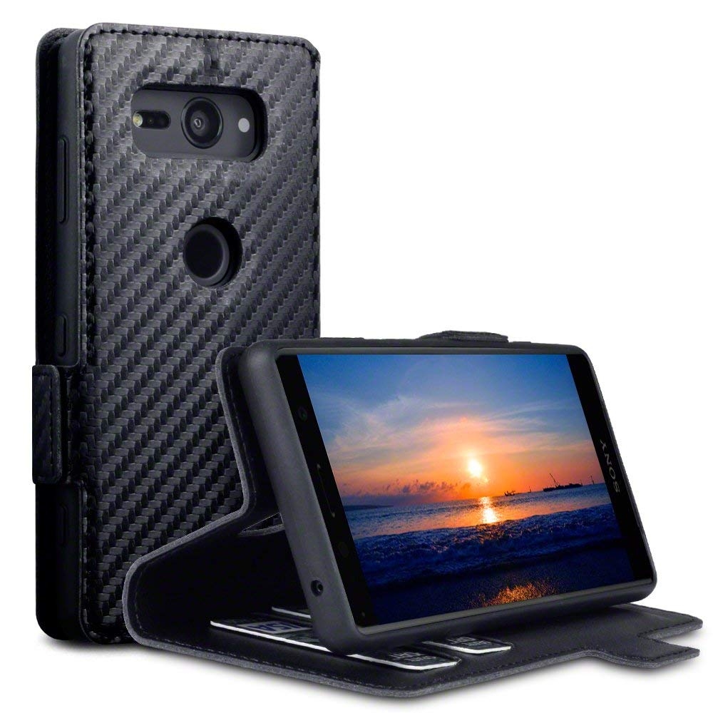 Terrapin Low Profile Θήκη - Πορτοφόλι Carbon Fibre Sony Xperia XZ2 Compact - Black (117-005-632)
