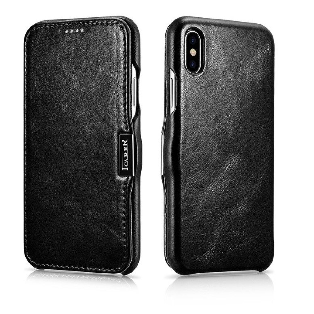iCarer Vintage Series Side-Open Δερμάτινη Θήκη iPhone XS Max - Black (14844)
