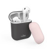 Puro ICON Θήκη Σιλικόνης για Airpods 2nd Gen / 1st Gen - Dark Grey + Rose Cap (APCASE2-DKGREY)