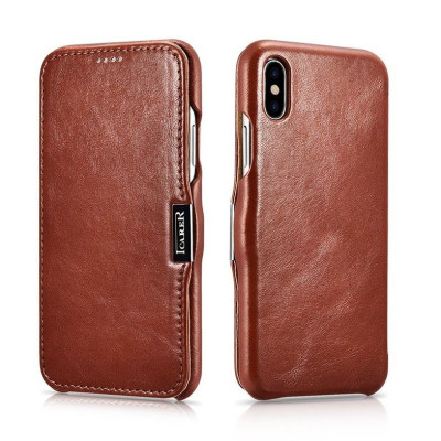 iCarer Vintage Series Side-Open Δερμάτινη Θήκη iPhone XS Max - Brown (RIXS02-BN)