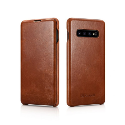 iCarer Vintage Series Side-Open Δερμάτινη Θήκη Samsung Galaxy S10 Plus - Brown (RS992005-BN)