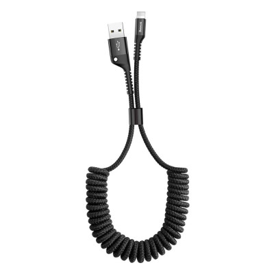 Baseus Fish Eye Spring Data Cable - Καλώδιο USB σε Lightning 2A - 1m - Black (CALSR-01)