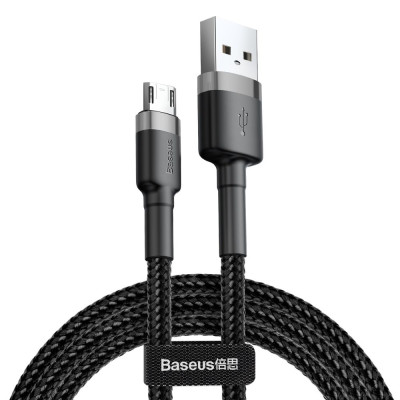 Baseus Καλώδιο Φόρτισης και Μεταφοράς Δεδομένων USB σε MicroUSB - 2.4A - 50cm - Black (CAMKLF-AG1)